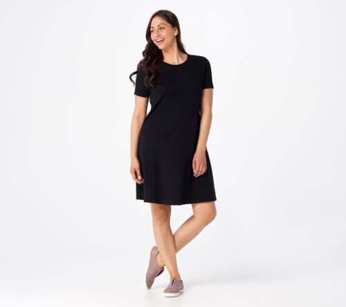 Isaac Mizrahi Live! Kleid aus Pimabaumwolle - Farbe: Schwarz, Größe: X-Large