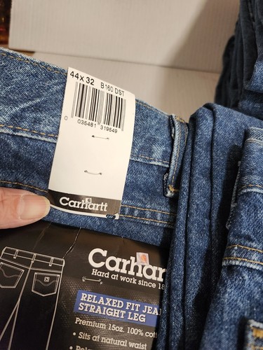 8 pares de pantalones de mezclilla azules Carhartt para hombre calce relajado pierna recta 44X32 B160 DST RN14806 - Imagen 22 de 24