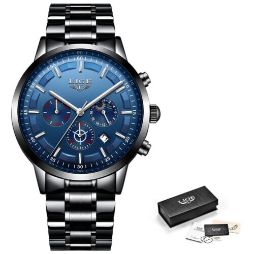 LIGE Sports Mens Quartz Watch Luxury Chronograph Luminous Waterproof Wristwatch - Picture 16 of 24