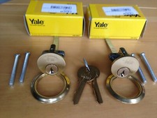 2 x Yale P1109 Genuine Rim Cylinder 2 Key Polished Brass keyed Alike More Keys 
