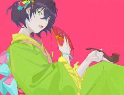 Anime kimetsu no yaiba hashibira inosuke holding fan Stitched Gaming Mat Desk