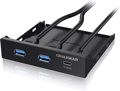 Graugear 35 Inch Usb Hub 20Gbps Usb 32 Gen 2 Usb C 2 Usb 30 Ports Black