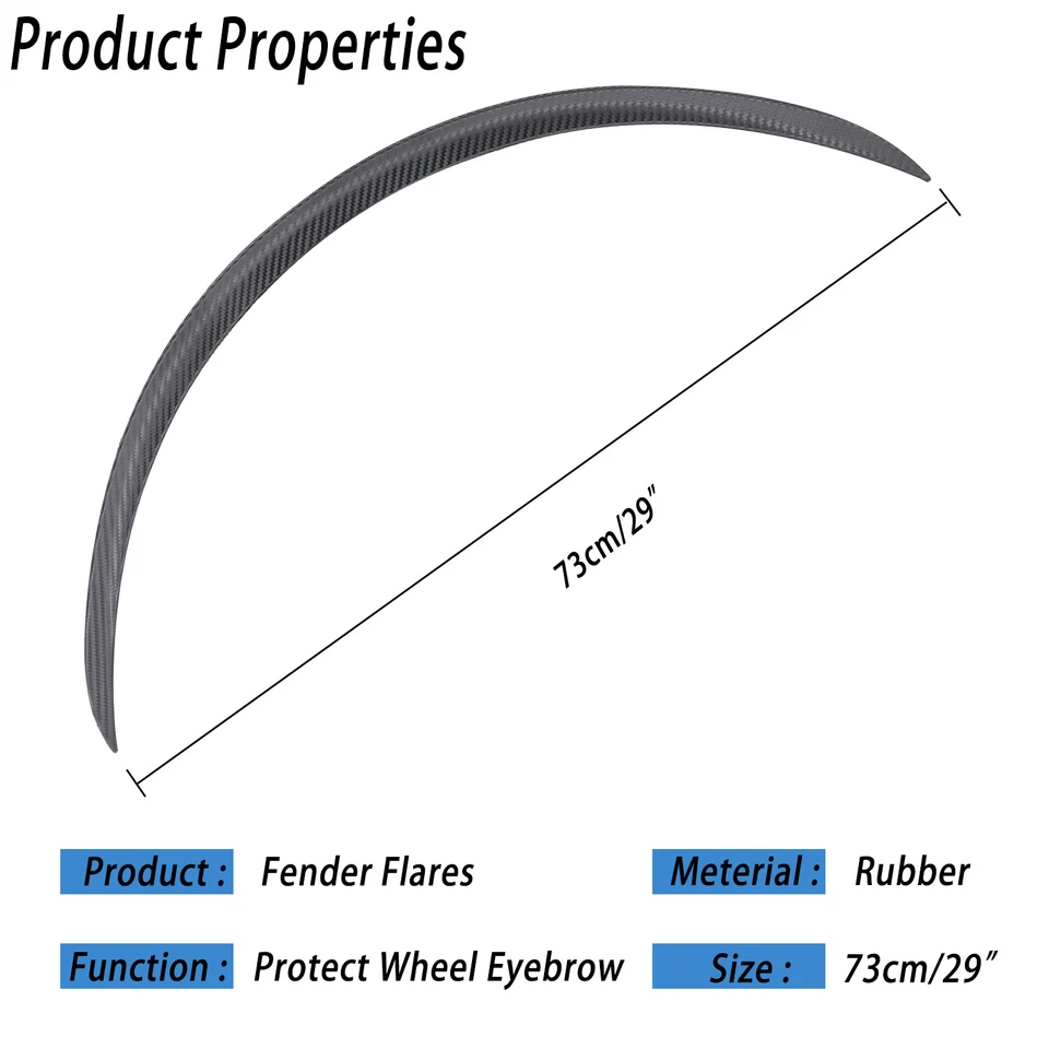 Protector acampanado guardabarros tira de arco cejas para rueda de coche de fibra de carbono de 2 piezas Foto 3 de 4
