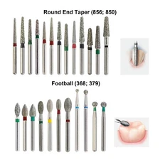 Dental Diamond Burs FG Round End Taper 856 850 Football 368/023 379 High Speed