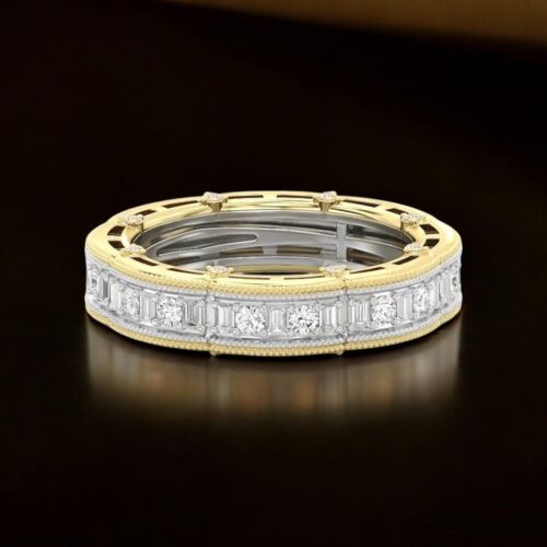 18K Gold Diamond Eternity Band Lab Grown Multi Tone 1 Ct Round 4.3 MM 5 6 7 8 - Picture 3 of 9