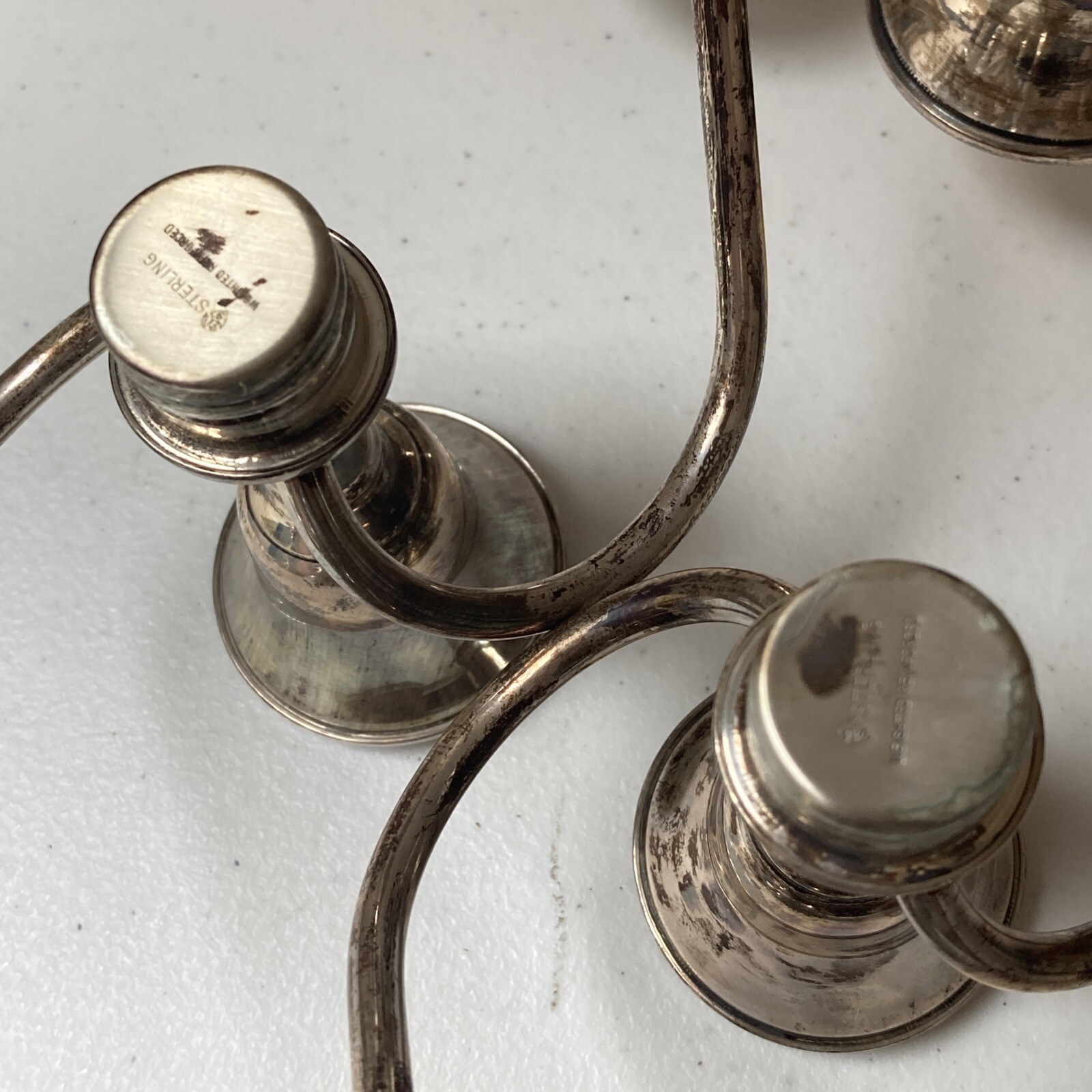 2 Sterling Silver Candle Holder Light Candelabra Pair International Weighted