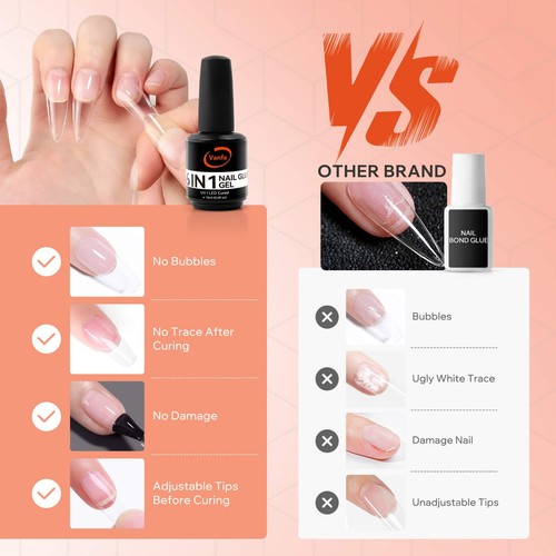 Vanfa 6 IN 1 Nail Glue Gel for Acrylic Nails Extension Nail Tips (Pack of 6) - Picture 6 of 6