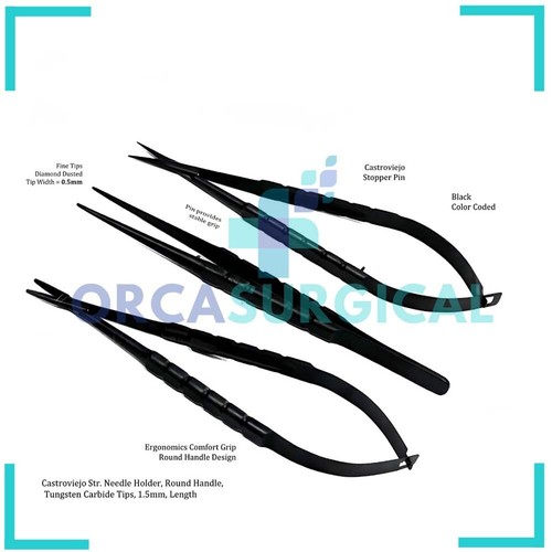 TC Castroviejo Micro Needle Holder Curved Micro Surgery Suture Forceps Dental Surgical Instruments – MEDSPO SRLS - Foto 6
