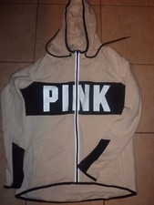 VICTORIAS SECRET PINK TRACK JACKET FUNNELNECK HOODIE RUNNING WORKOUT ZIP NWT