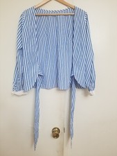 Woman Striped Shirt Blue and White Size Small