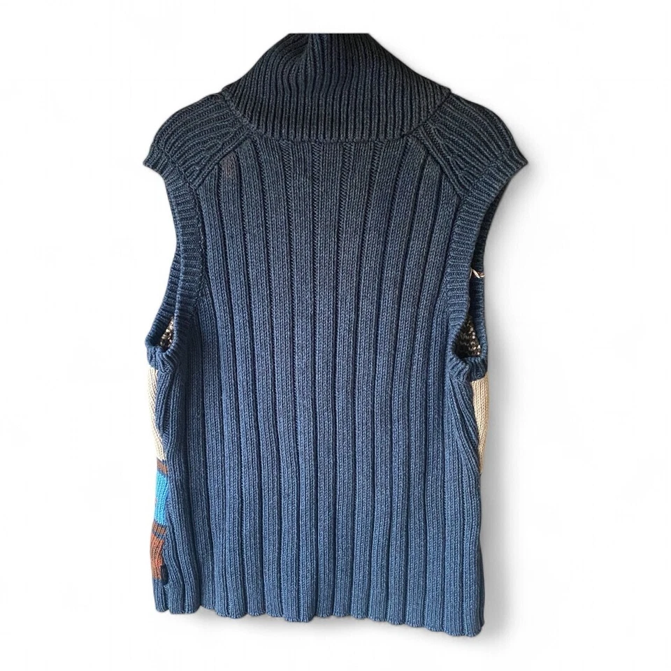 Woolrich Mujer Punto Pesado Algodón Cremallera Osos Peces Naturaleza Escena Suéter Chaleco L Foto 2 de 4