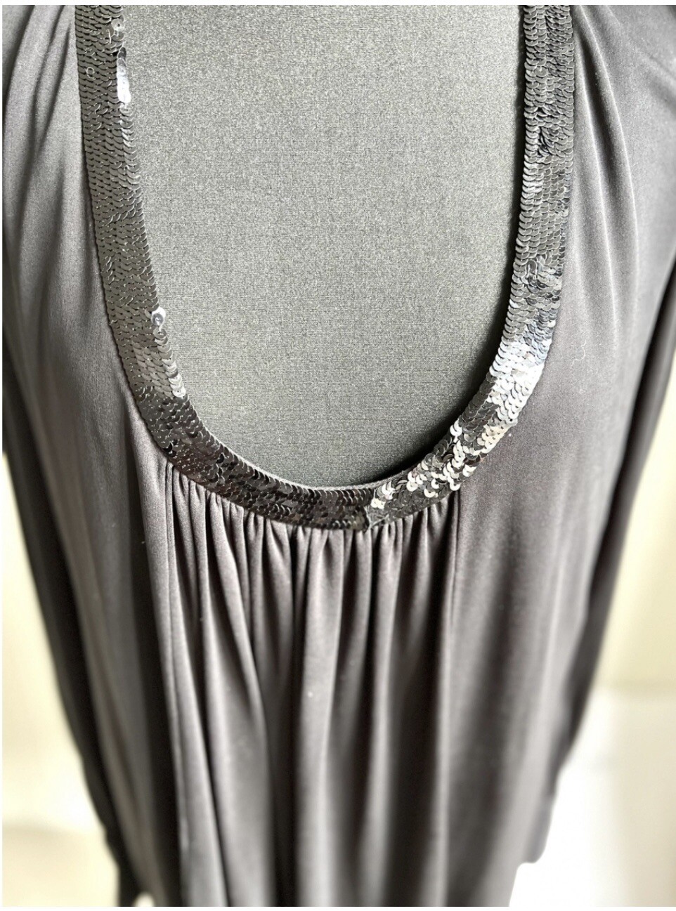 Abito Saint Laurent Drappeggiato Jersey Paillettes Flapper 38 FR