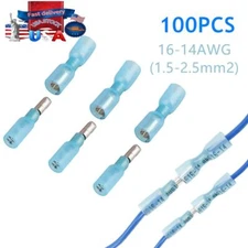 100Pcs 14-16 Gauge Heat Shrink Bullet Wire Connector Crimp Male Female Terminals