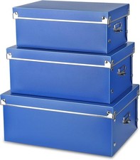 Photo Box Storage, Organizer with Lid and Handle, 3 in 1 Set Plastic Boxes