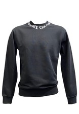 NWT VERSACE JEANS COUTURE BLACK CREW NECK SWEATSHIRT WITH LOGO 79GAIP03 CF06P