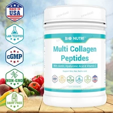BIO NUTRI Multi Collagen Peptides Powder 16oz for Hair Nail Skin & Joint Support