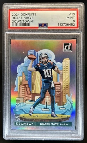 2024 Panini Donruss Drake Maye Downtown! SSP RC Rookie #13 Patriots PSA 9