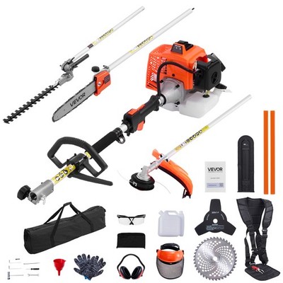 VEVOR 5-in-1 Gas Hedge Trimmer 2 Cycle 63cc Gas Powered Handheld Hedge Trimmer