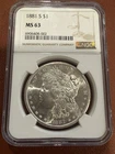 1881-S Morgan Silver Dollar NGC MS 63 $1 San Francisco Minted