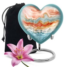 Orange Abstract Large Memorial Heart Urns For Human Ashes Adult Father