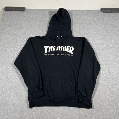 Thrasher Magazine Men s Sz M Faded Hoodie Original Black White Logo