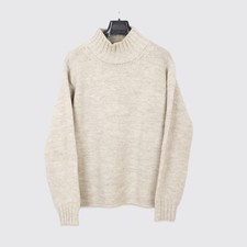Margaret Howell Sweater Size M Cream White Wool Knit Turtleneck Made in U.K.