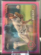 2024 Topps Series Two Baseball Shane Bieber-#149 Pink Refractor. Guardians