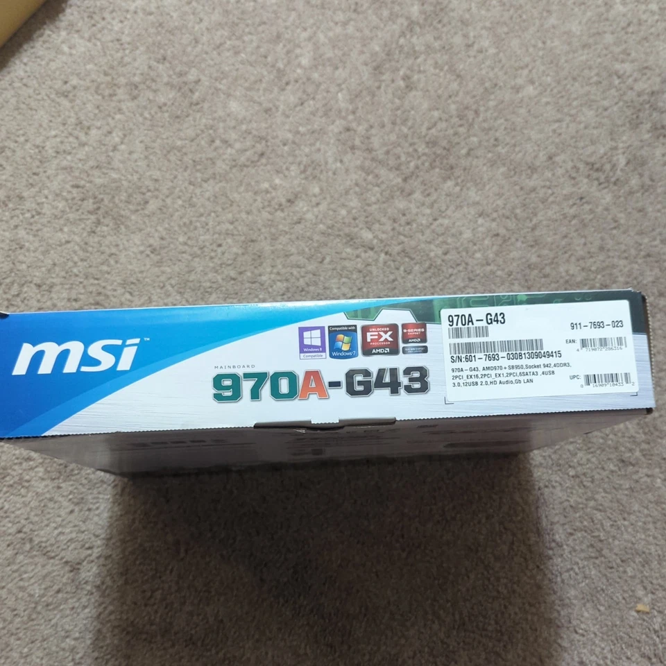 MSI 970A-G43 Motherboard MS-7693 Socket AM3/AM3+ DDR3 AMD 970 New in box - Image 2 of 4