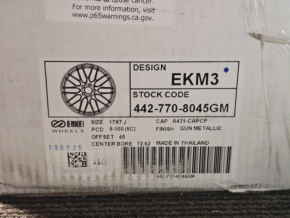 QTY 1) ENKEI EKM3 Gunmetal Black Multi-Spoke Wheel Rim 17x7