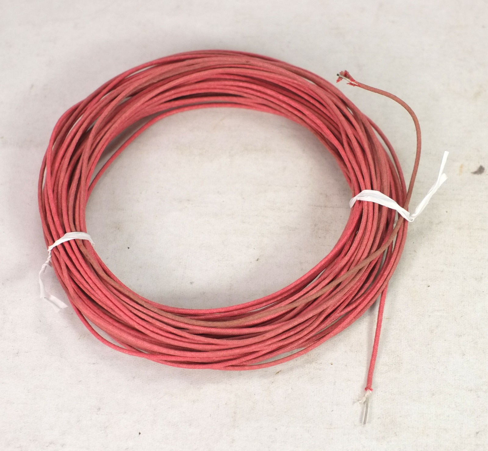 40 Feet Vintage Western Electric 22 Gauge Cloth Silk Red Electronics Wire