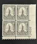 Mint Vintage Plate Block Of 4 US Stamps, #696, 11x10.5 Perf, M/NG