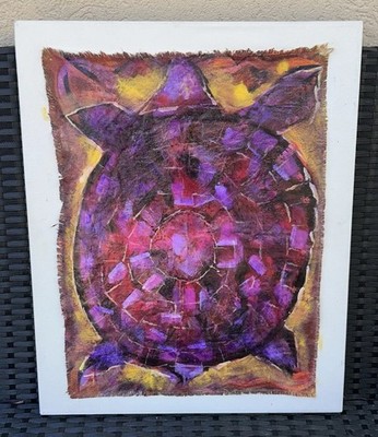 VTG Original  02 Purple TURTLE SHIELD Tortoise 16 x20  Signed Quetzal Cihuatl