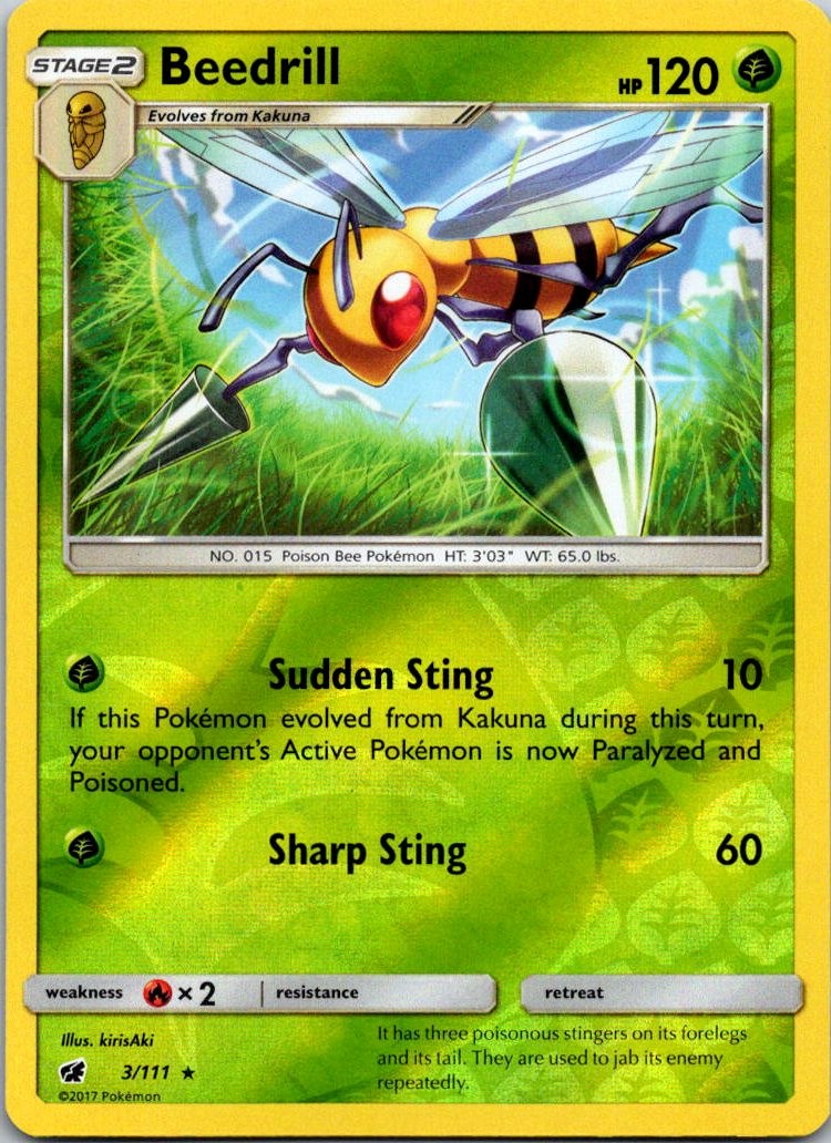 Beedrill Pokemon Crimson Invasion 3/111 Reverse Holo NM/M