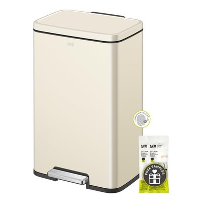 EKO Madison Vanilla Stainless Steel 50 Liter/13.2 Gallon Step Trash Can with ...