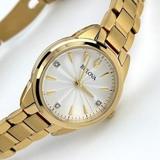 Bulova Sutton Women's Quartz Diamond Accent Silver Tone Dial Steel Watch 97P150