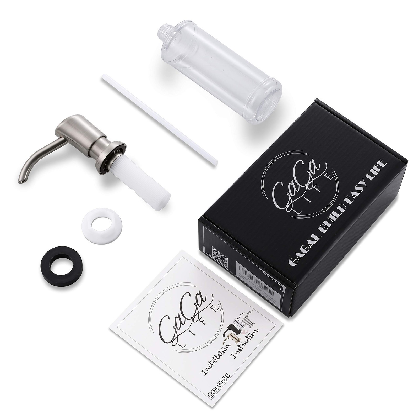 Built in Sink Soap Dispenser or Lotion Dispenser for Kitchen Sink, Brushed Ni...