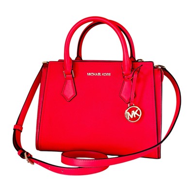 MICHAEL KORS HOPE MEDIUM SATCHEL SHOULDER CROSSBODY BAG CORAL REEF