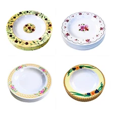 Melamine Dinner Plates Set of 6 – 9” Floral Dinnerware, Break & Chip Resistant