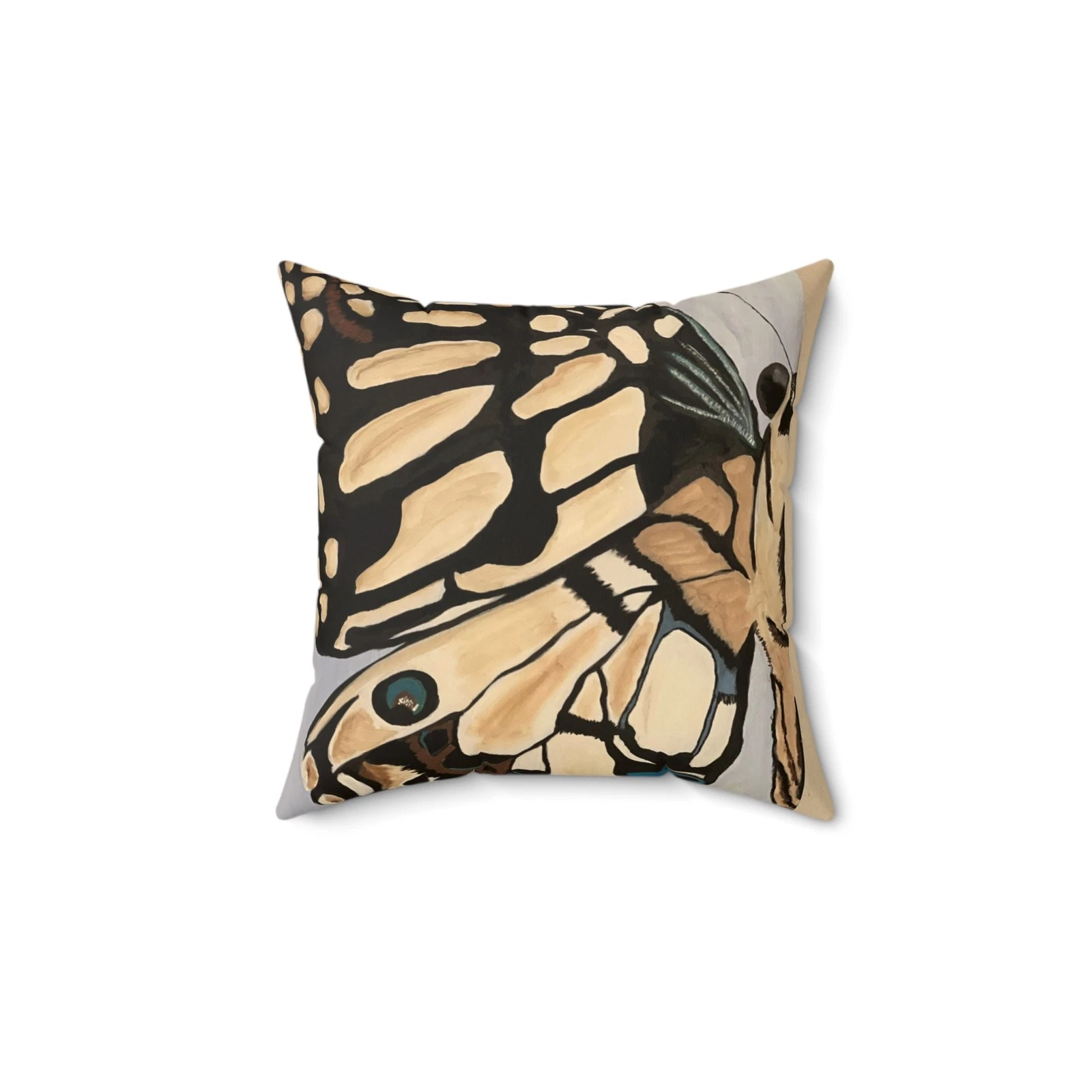 Butterfly Garden Square Pillow, Nature-Inspired Throw Pillow