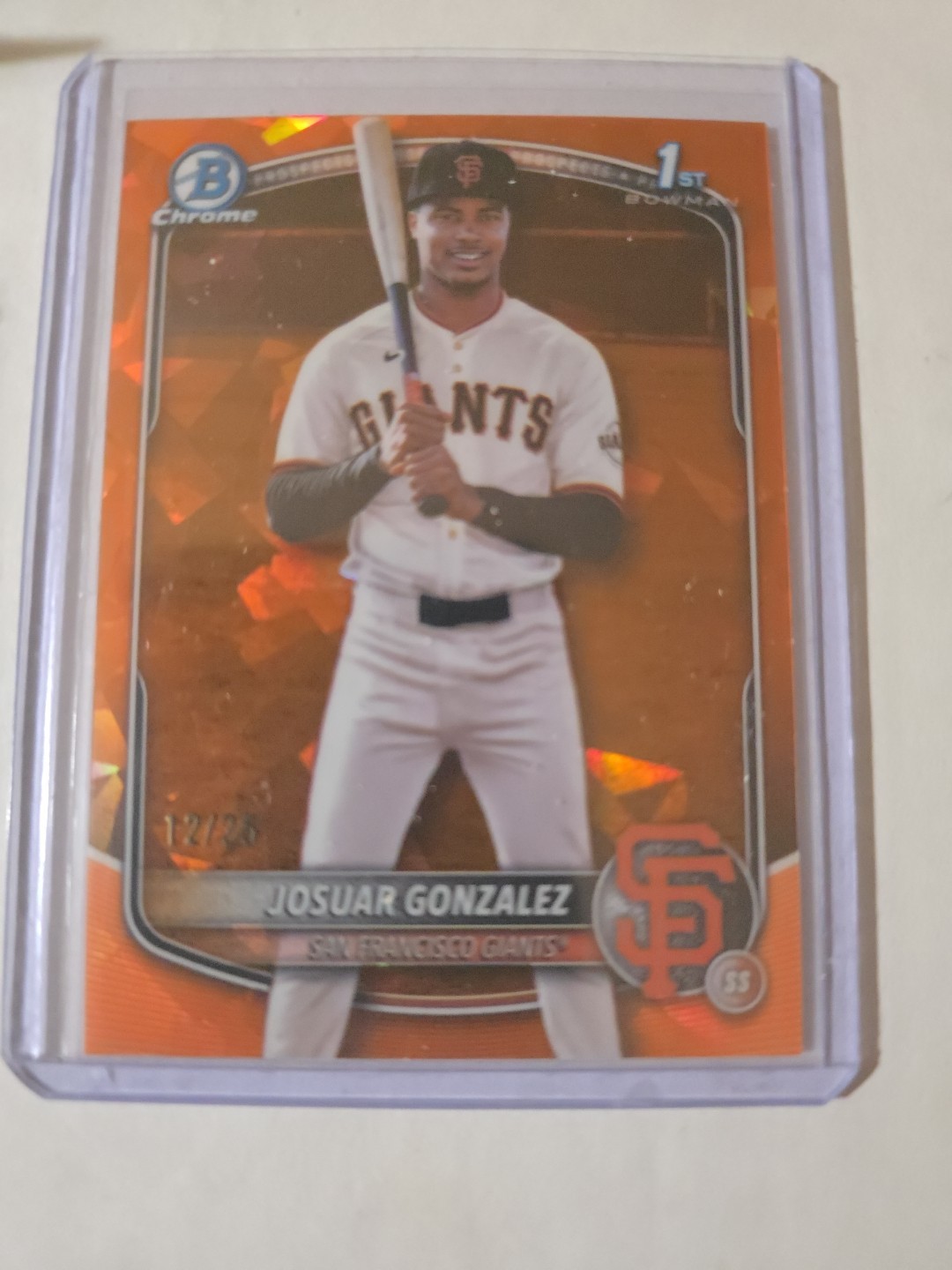 2025 Bowman Chrome Sapphire Josuar Gonzalez 1st Orange/25 San Francisco Giants