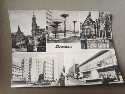 AK Dresden Architektur DDR Baustil Brunnen Neubauten Kulturpalast Pirnaische Str