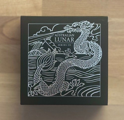 2024 Australia $1 Lunar Year of The Dragon 1oz Silver Coloured Proof Coin