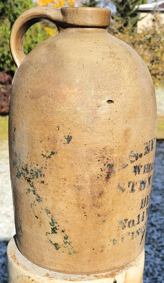 Jas. Benjamin, depósito de gres, no. 14 Water Street, Cincinnati, O. Jarra de 1 galón Foto 4 de 4