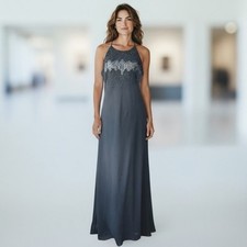 Vintage Cachet Black Sequin Beaded Maxi Gown Size 12 Formal Evening Dress
