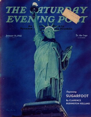 1942 Saturday Evening Post January 10 - Statue of Liberty; Grand Rapids MI cops;