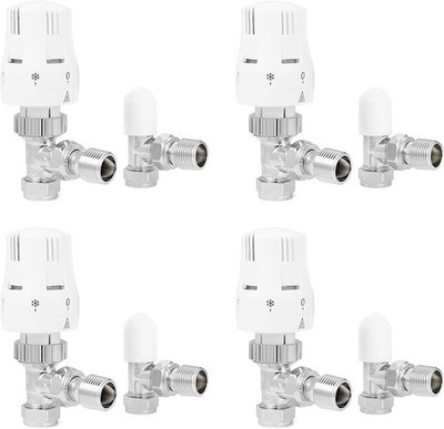 4 Stück Thermostat Heizkörperventil 1/2''×15mm abgewinkelt mit Sperrscheibe Thermostat