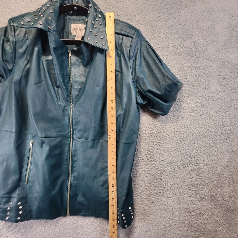 Roamans кожи с заклепками полный молнии куртка женщин 20 Вт молнии карманы Streetwear - Изображение 4 из 4
