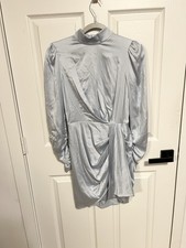 Zimmerman Size US 4 100% Silk Draped Ice Blue High Neck Mini Dress