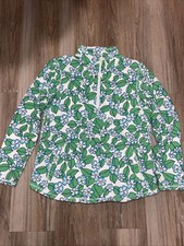 T by Talbots 1/4 Zip Top Women?s Medium Cotton Spandex Floral Pullover  UPF 50