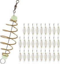 30PCS Fishing Bait Cage Luminous Chum Basket Rig 3.1", Gold 